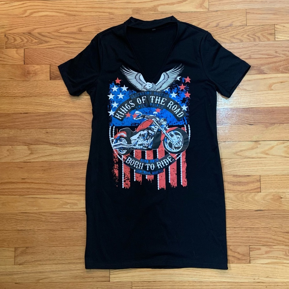 3/$15 Oversized Motorcycle Choker T-shirt Dress